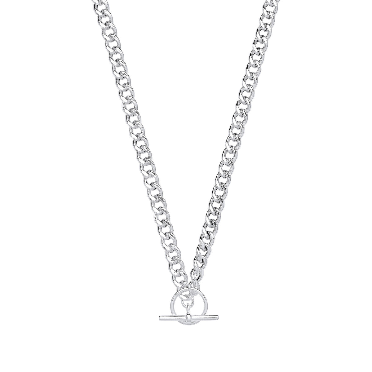 Silver T-Bar Curb Chain Necklace/Bracelet