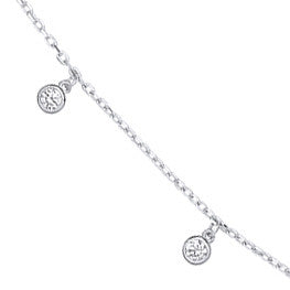 9ct White Gold Dangling CZs Diamond by the Yard 17 Inch Necklace and 7 Inch Bracelet Set