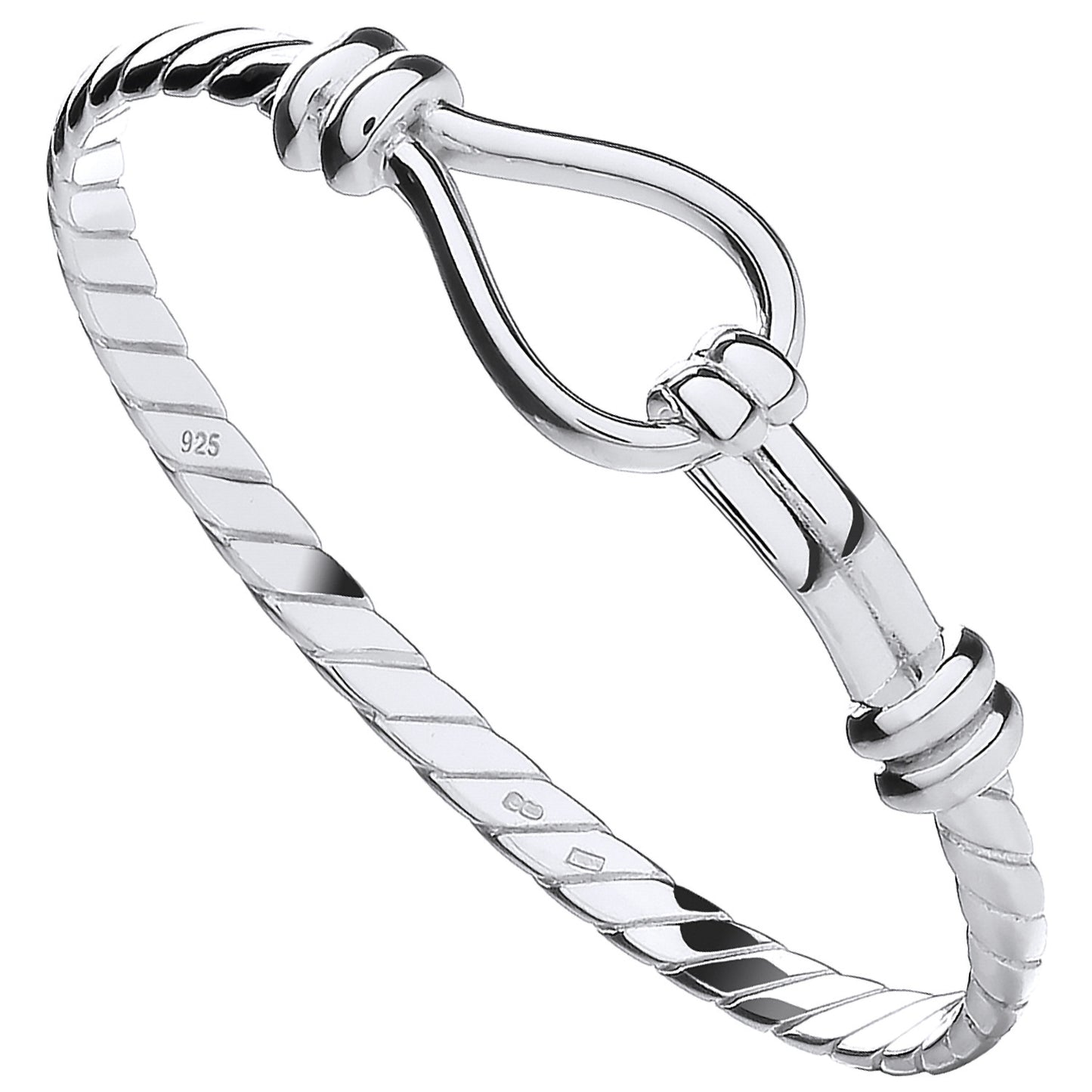 Sterling Silver 4mm Hook Baby / Kids Oval Bangle