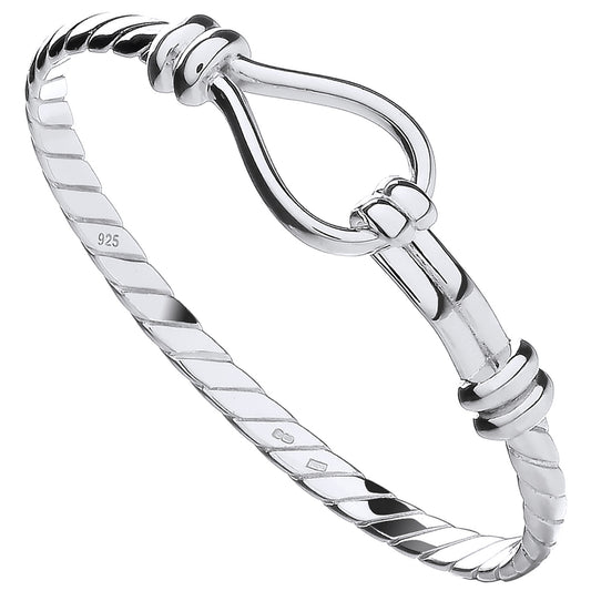 Sterling Silver 4mm Hook Baby / Kids Oval Bangle