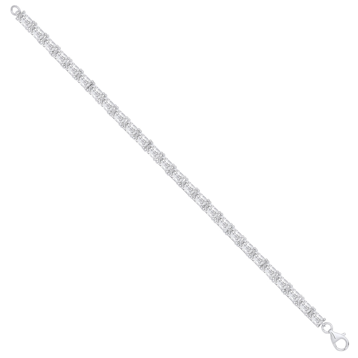 Sterling Silver Emerald Cut CZ Tennis Bracelet