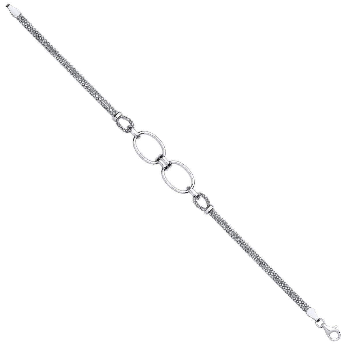 Sterling Silver Oval Circles Ladies Bracelet