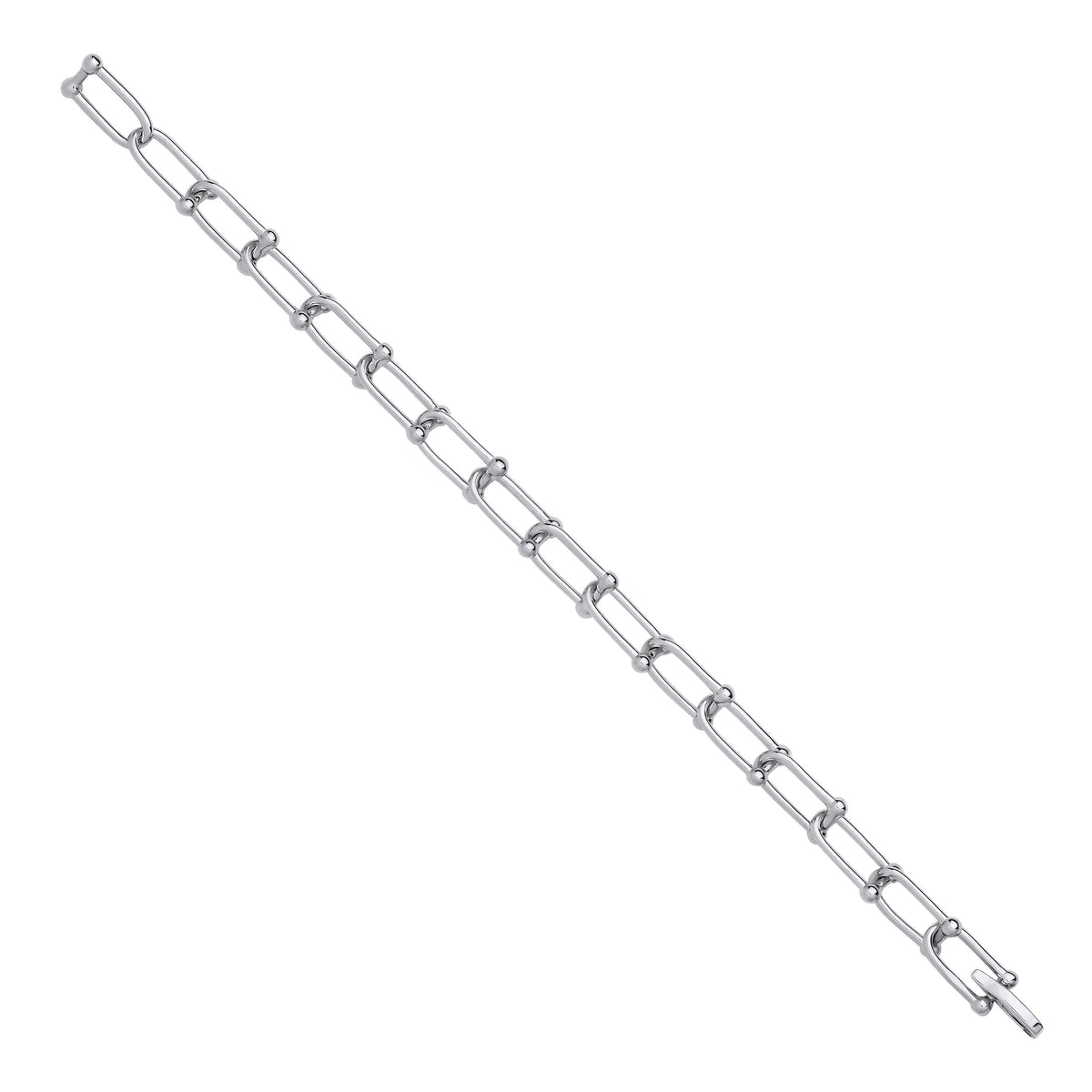 Sterling Silver Bike Lock Link Ladies Bracelet