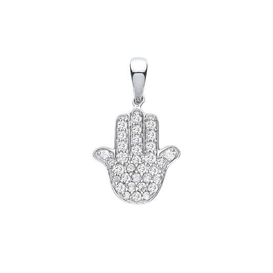 9ct White Gold Diamond Hamsa Pendant (0.18ctw)