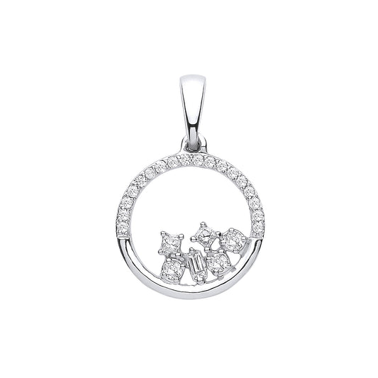 9ct White Gold Diamond Circle Pendant (0.14ctw)