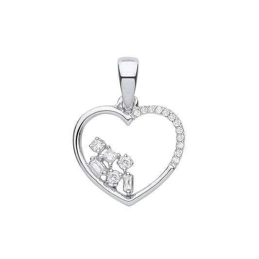 9ct White Gold Diamond Heart Pendant (0.10ctw)