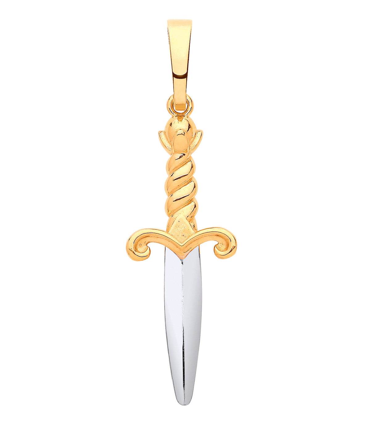 9ct Yellow and White Gold Dagger Sword Pendant