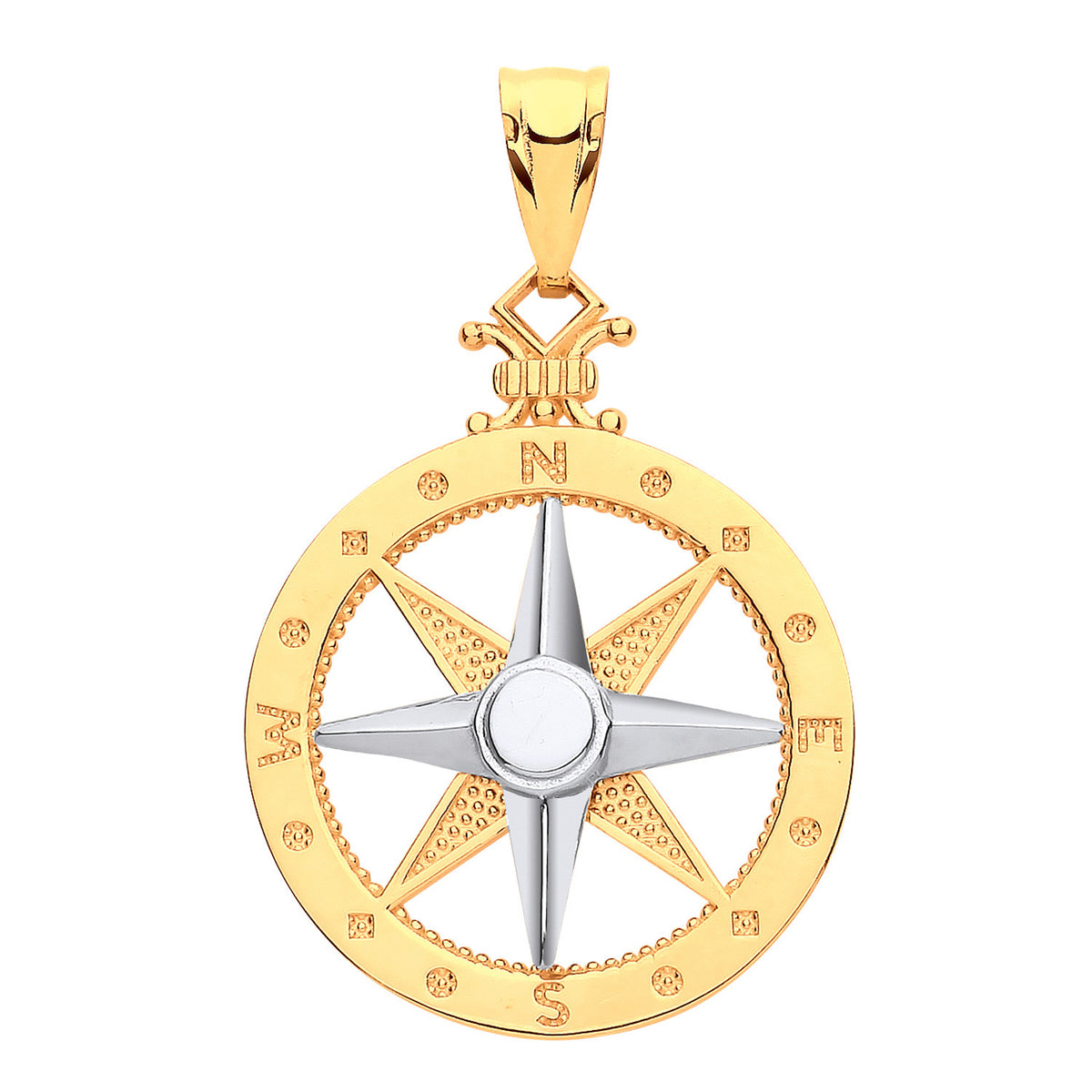 9ct Yellow and White Gold Compass Pendant