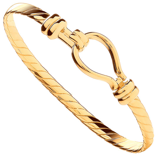 9ct Yellow Gold 4mm Hook Kids Children's Oval Bangle