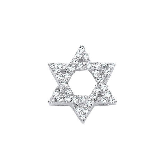 9ct White Gold Diamond Star of David Pendant (0.10ctw)
