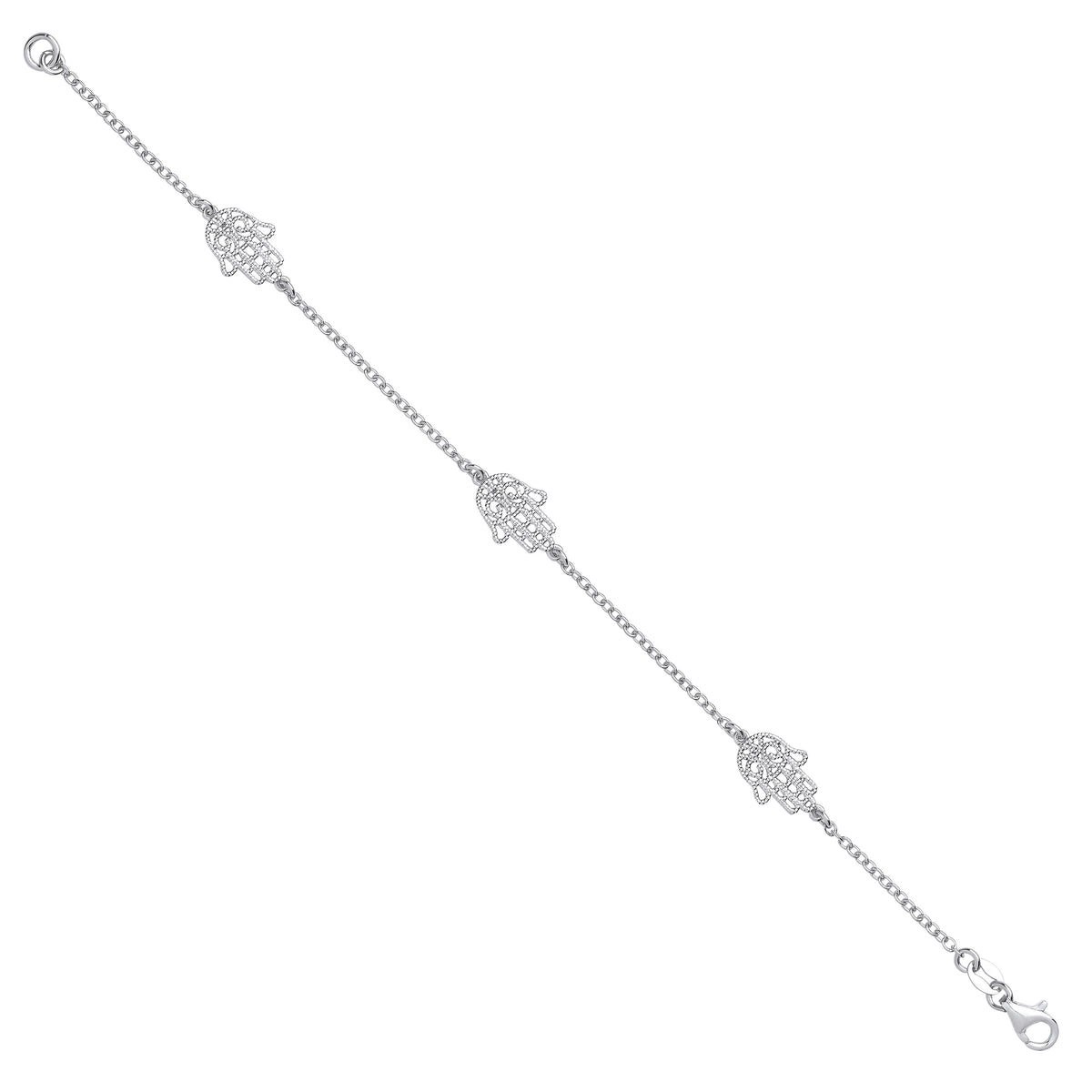 Sterling Silver Hamsa Hand Ladies Bracelet
