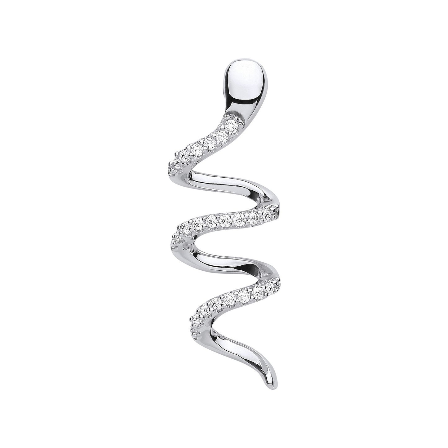 Silver Snake CZ Drop Pendant