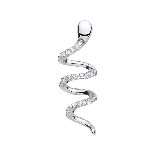 Silver Snake CZ Drop Pendant
