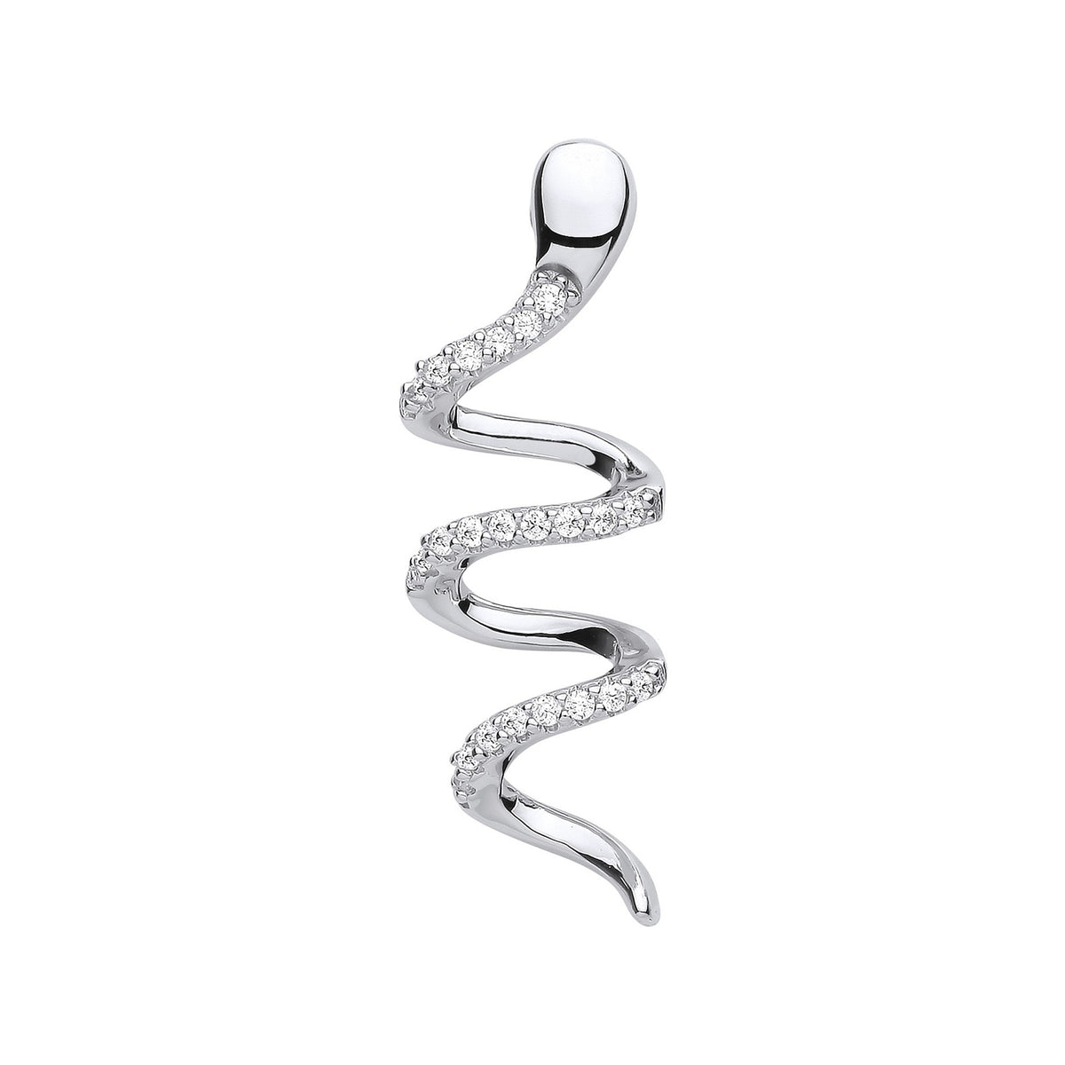 Silver Snake CZ Drop Pendant