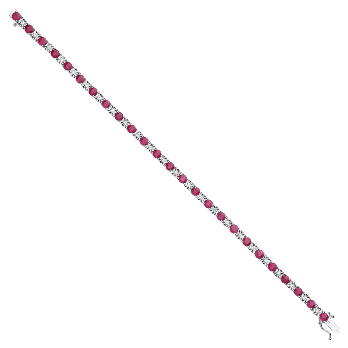 18ct White Gold 5.30ct Ruby and 0.54ct Diamond Tennis Bracelet