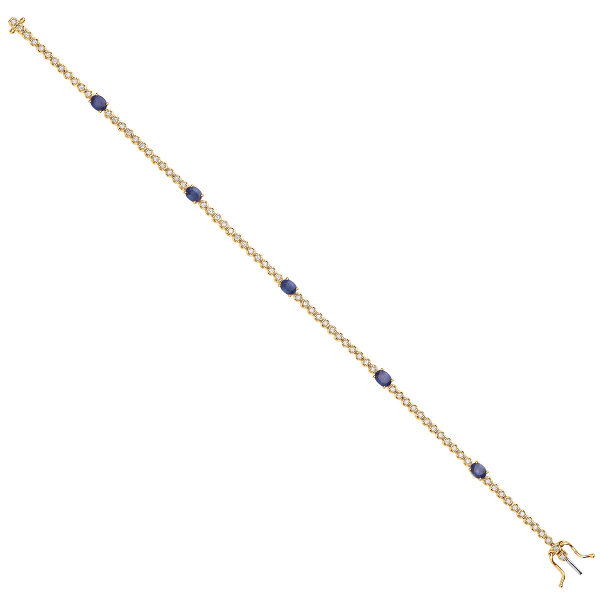 9ct Yellow Gold 1.15ct Sapphire and 0.40ct Diamond Tennis Bracelet