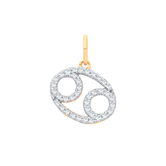 9ct Yellow Gold Cancer Zodiac 0.20ct Diamond Pendant