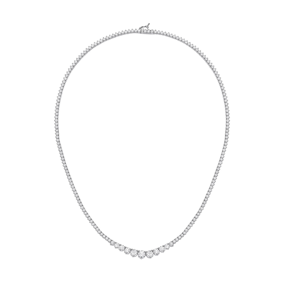 18ct White Gold Graduated 10.00ct Diamond 17" Necklace