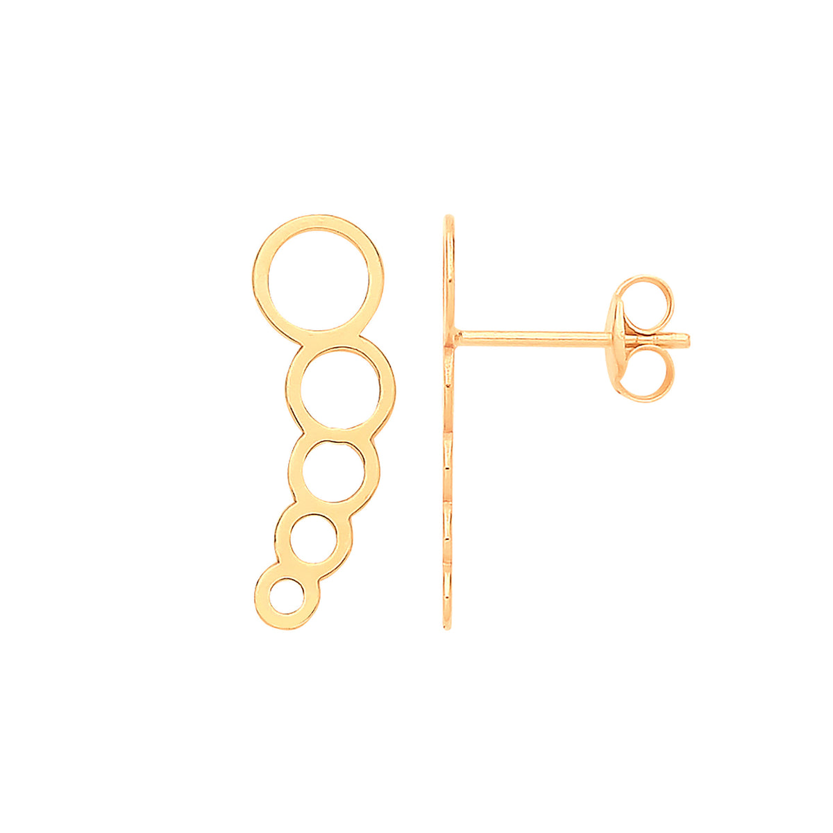 9ct Yellow Gold Graduated Circles Stud Earrings
