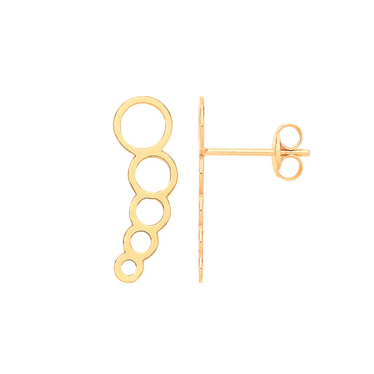 9ct Yellow Gold Graduated Circles Stud Earrings