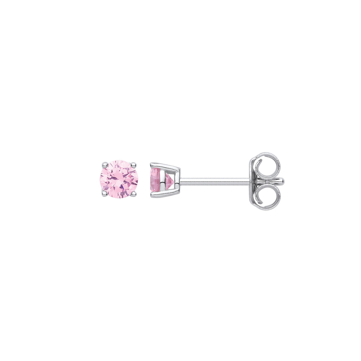 Sterling Silver Pink Cubic Zirconia 4mm Round Stud Earrings