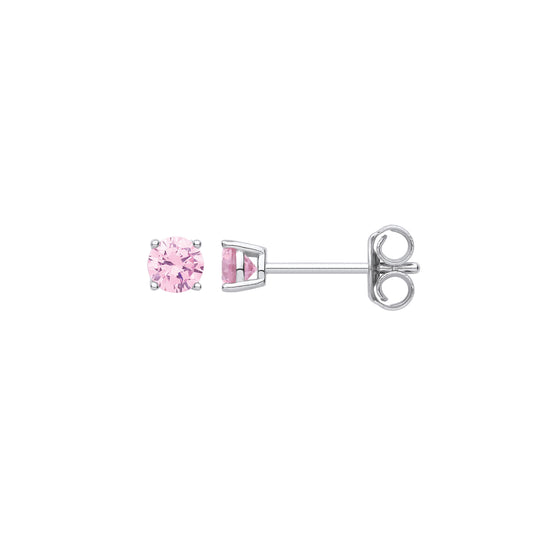 Sterling Silver Pink Cubic Zirconia 4mm Round Stud Earrings