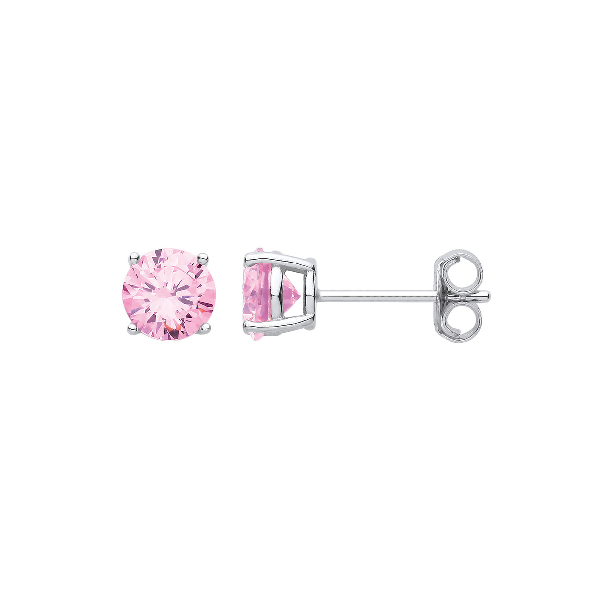 Sterling Silver Pink Cubic Zirconia 6mm Round Stud Earrings