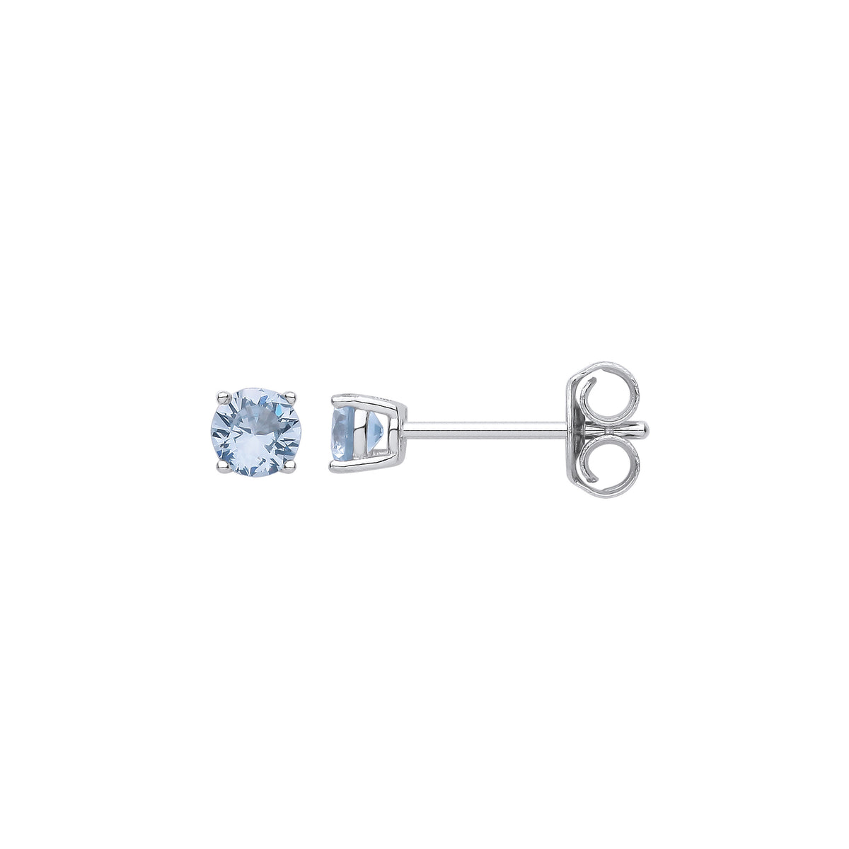 Sterling Silver Blue Cubic Zirconia 4mm Round Stud Earrings
