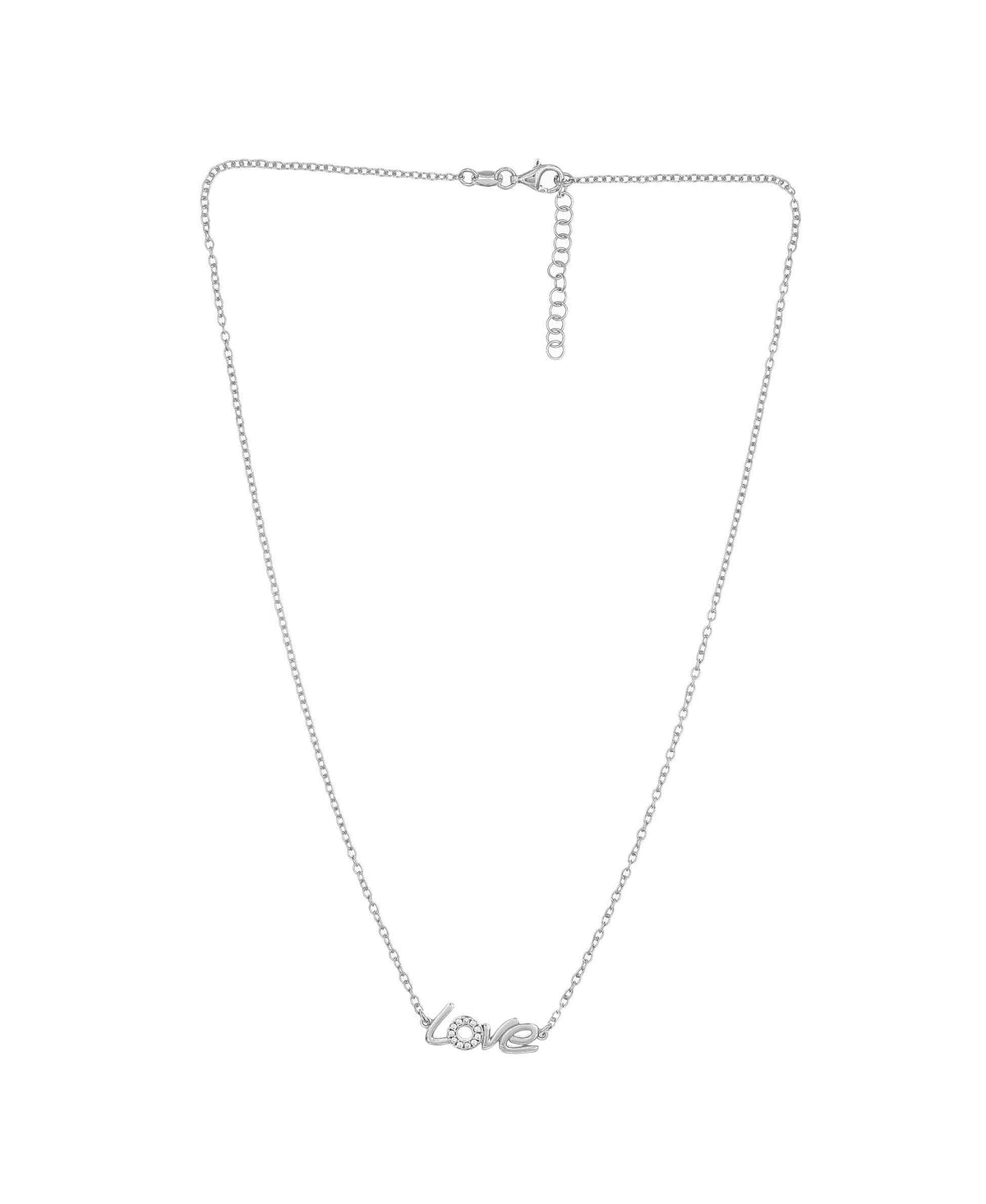 Sterling Silver LOVE Script CZ 16" Necklace