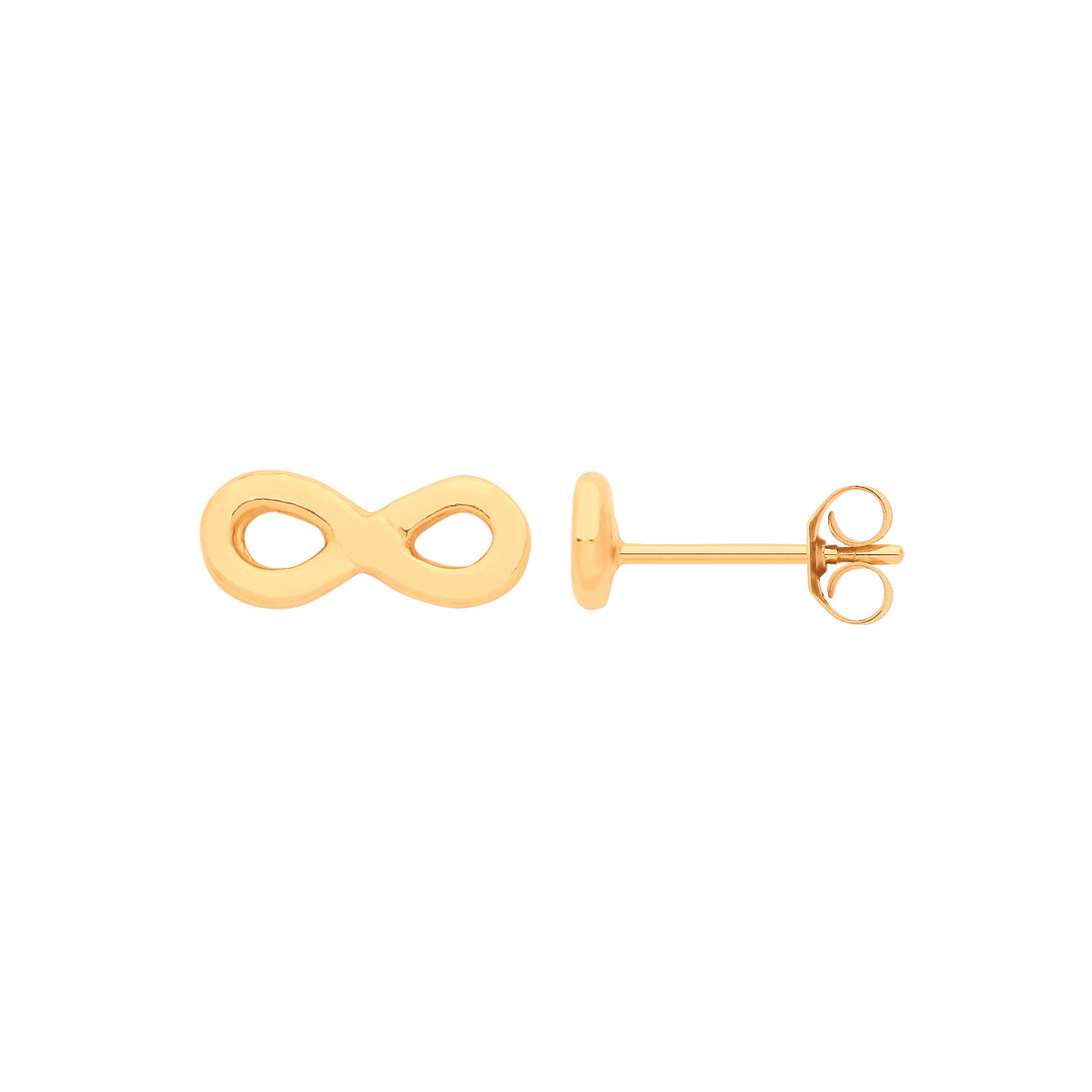 9ct Yellow Gold Infinity Stud Earrings