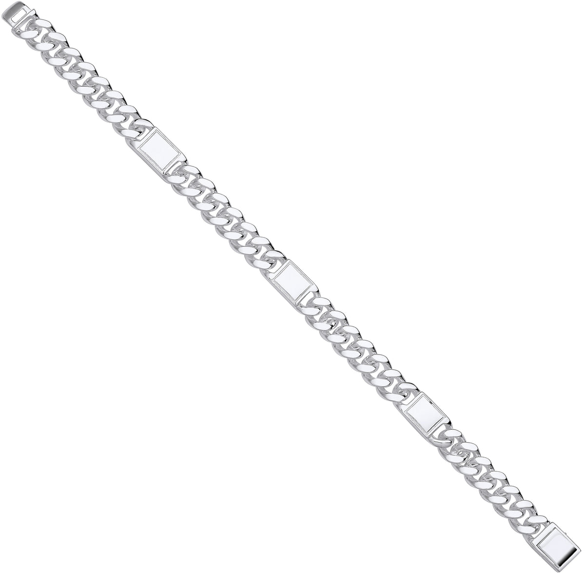 Sterling Silver Curb Fancy Gents Bracelet