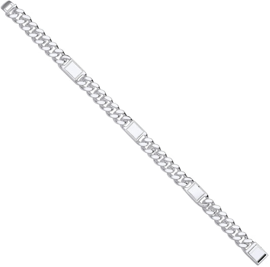 Sterling Silver Curb Fancy Gents Bracelet