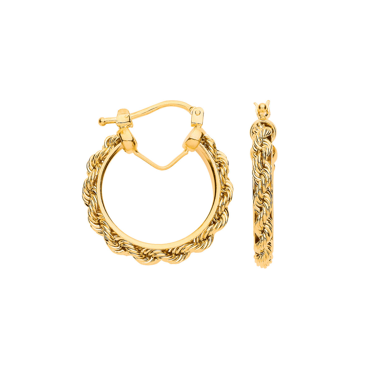 9ct Yellow Gold 20mm Rope Chain Hoop Earrings