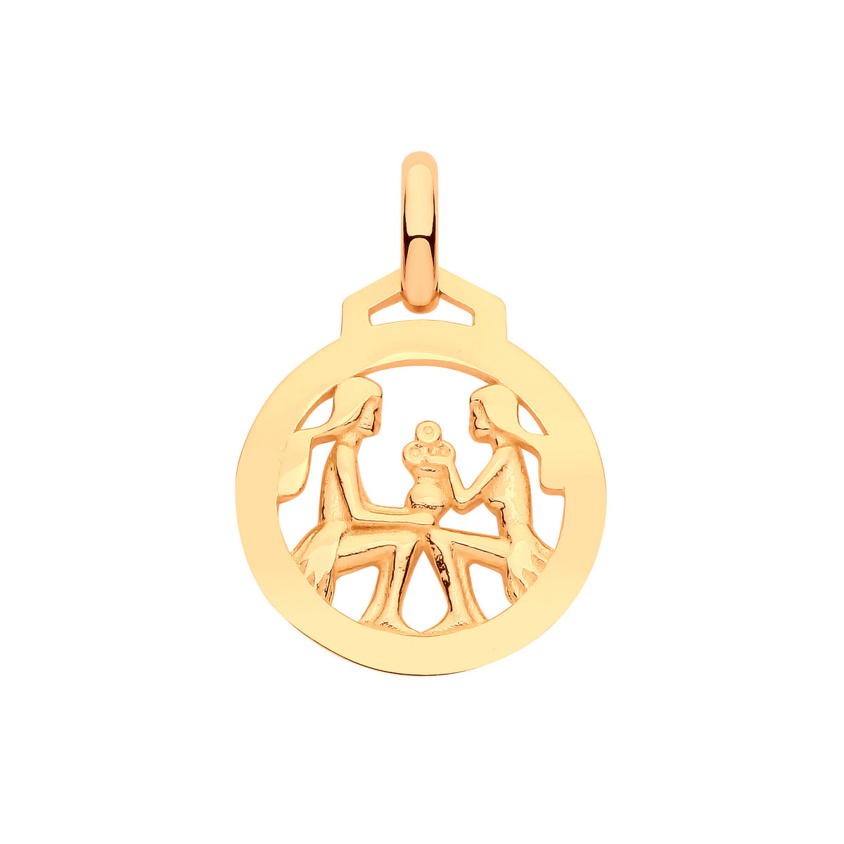 9ct Yellow Gold Round Zodiac Pendant GEMINI