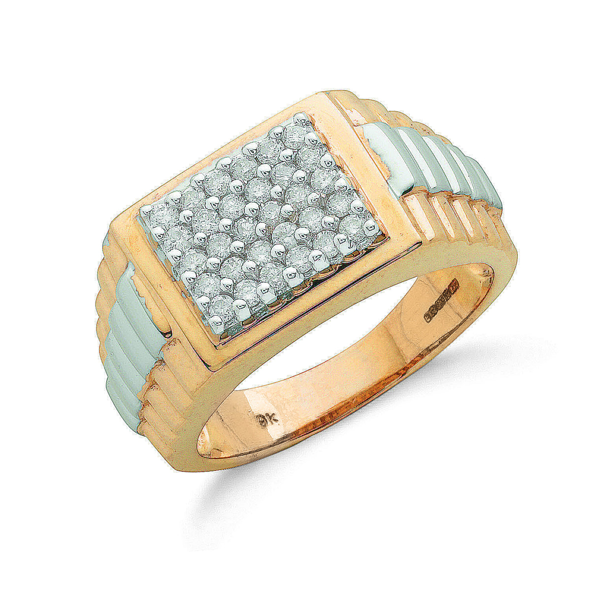 9ct Y/G 0.50ct Fancy Link Gents Diamond Ring