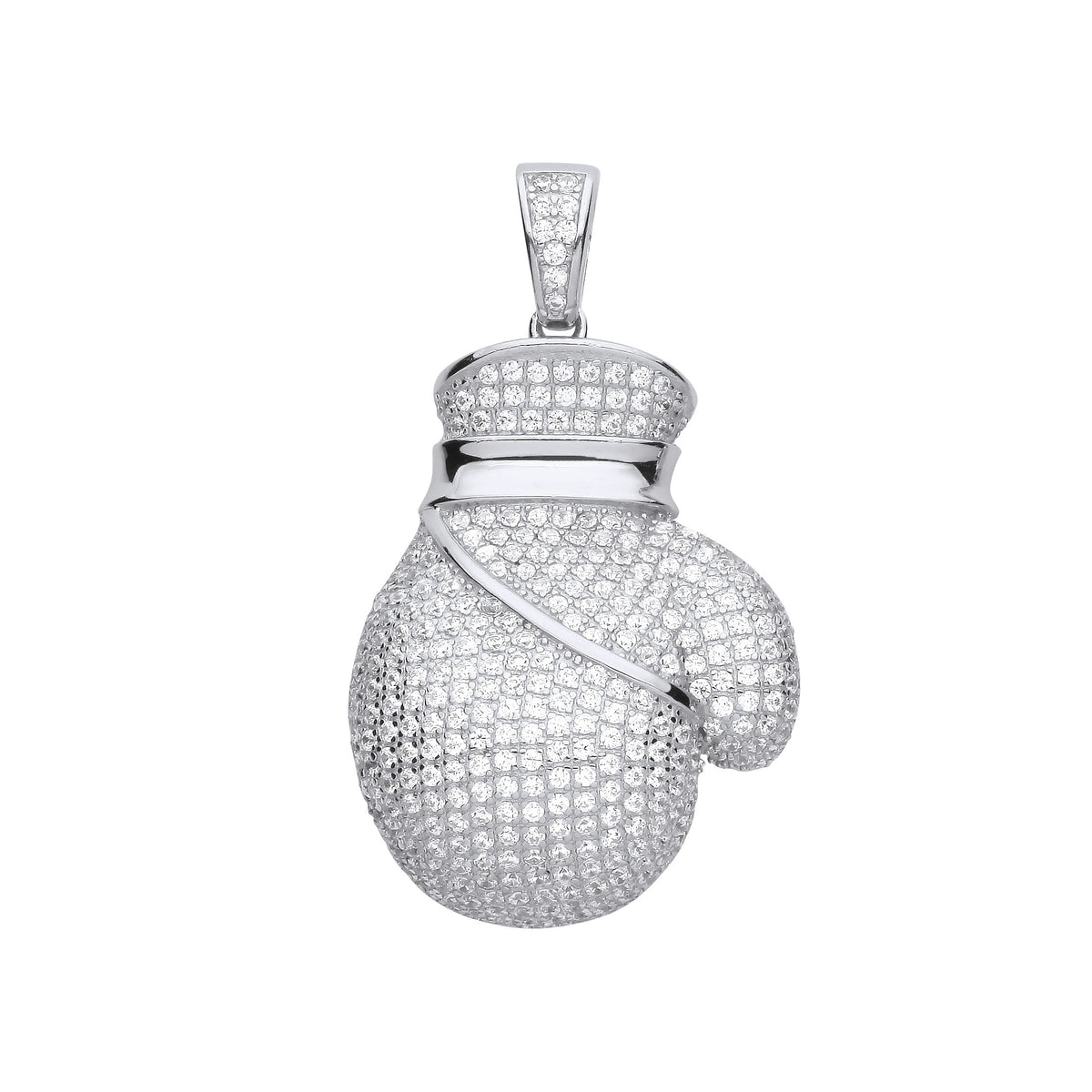 Silver CZ Big Boxing Glove Pendant