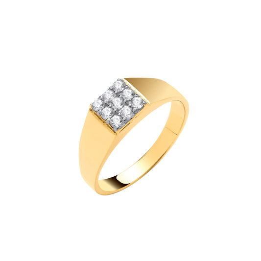 9ct Yellow Gold Square Top Cubic Zirconia Baby / Child Ring