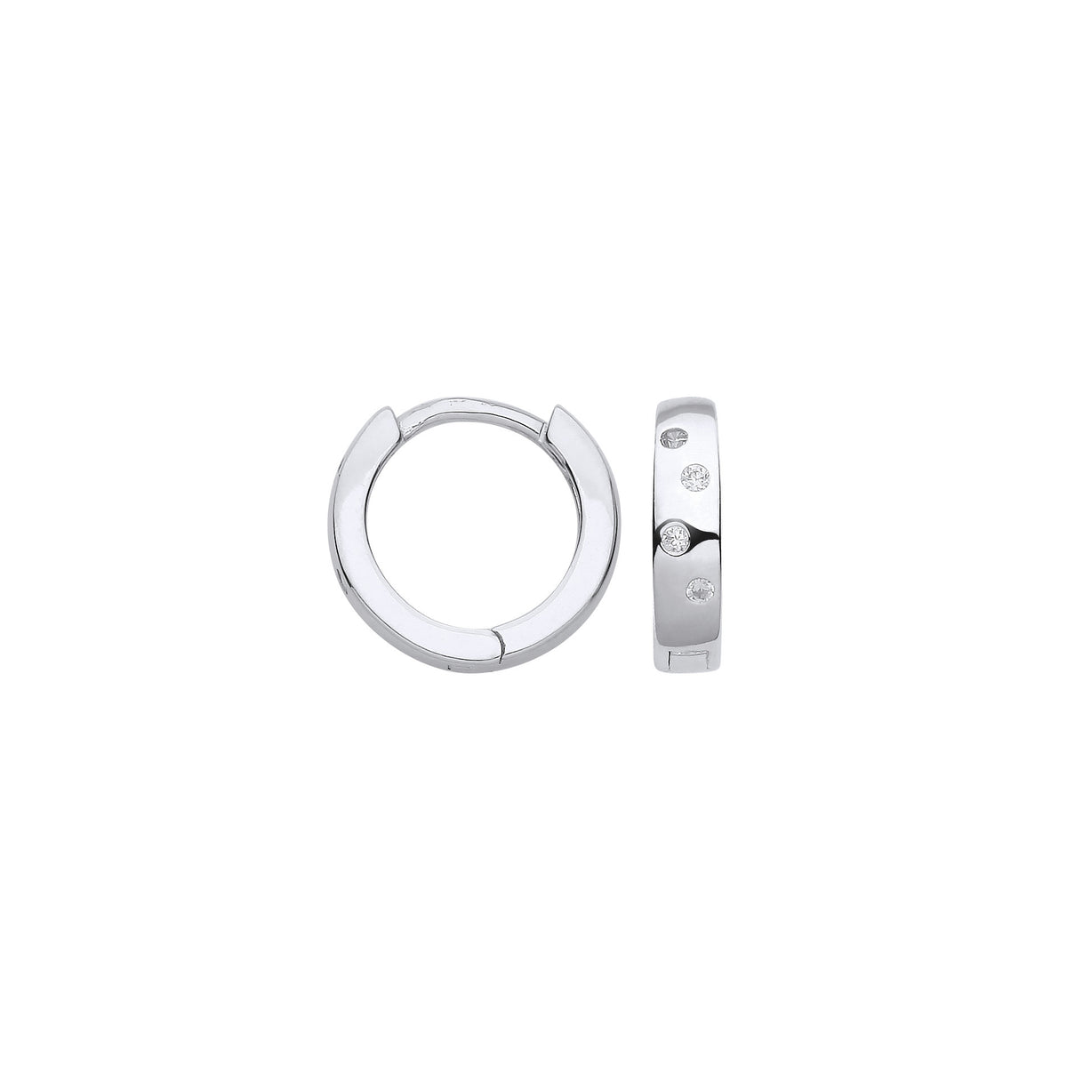 Silver CZ Hinged Huggies