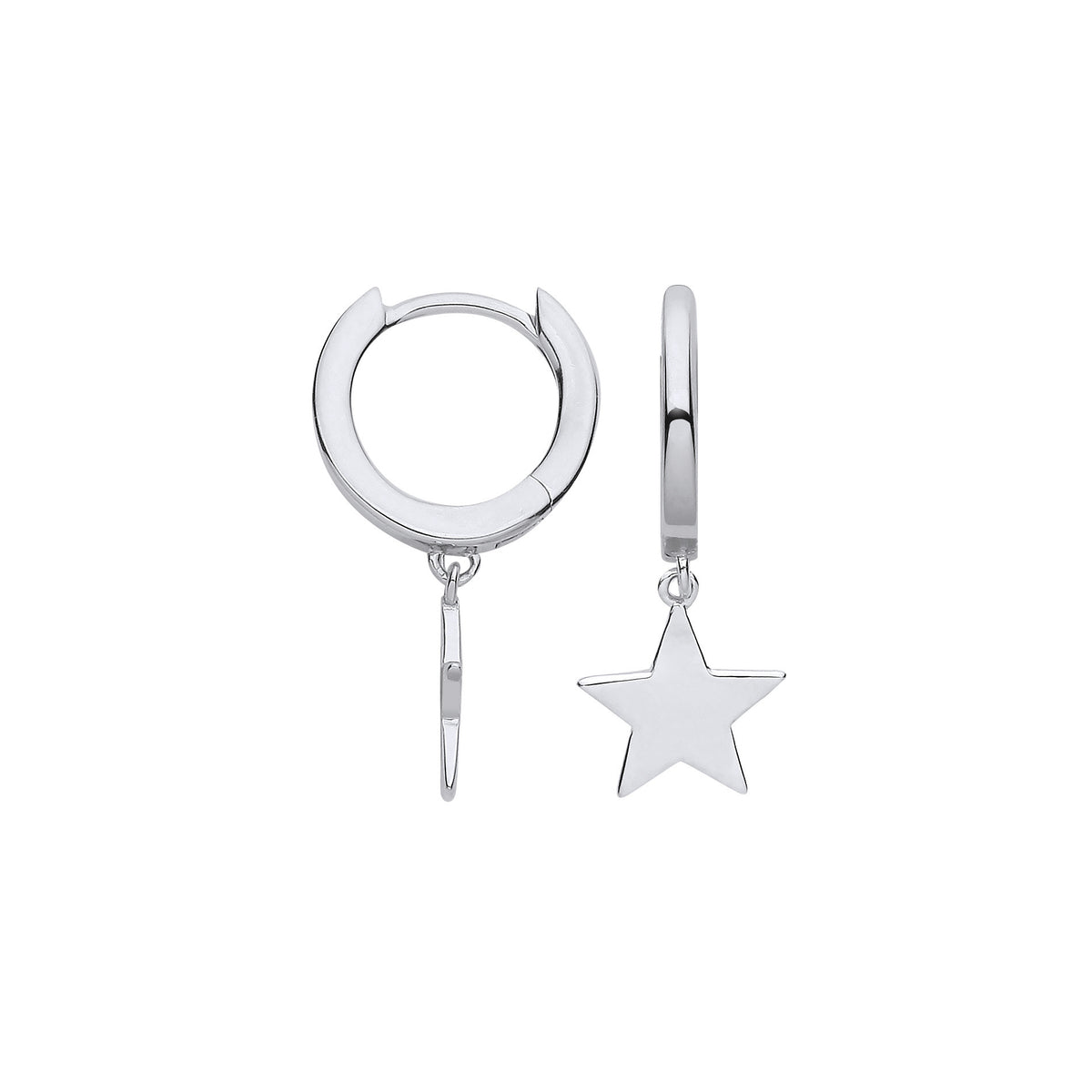 Sterling Silver Star Hinged Huggie Hoop Earrings