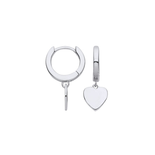 Sterling Silver Heart Hinged Huggie Hoop Earrings