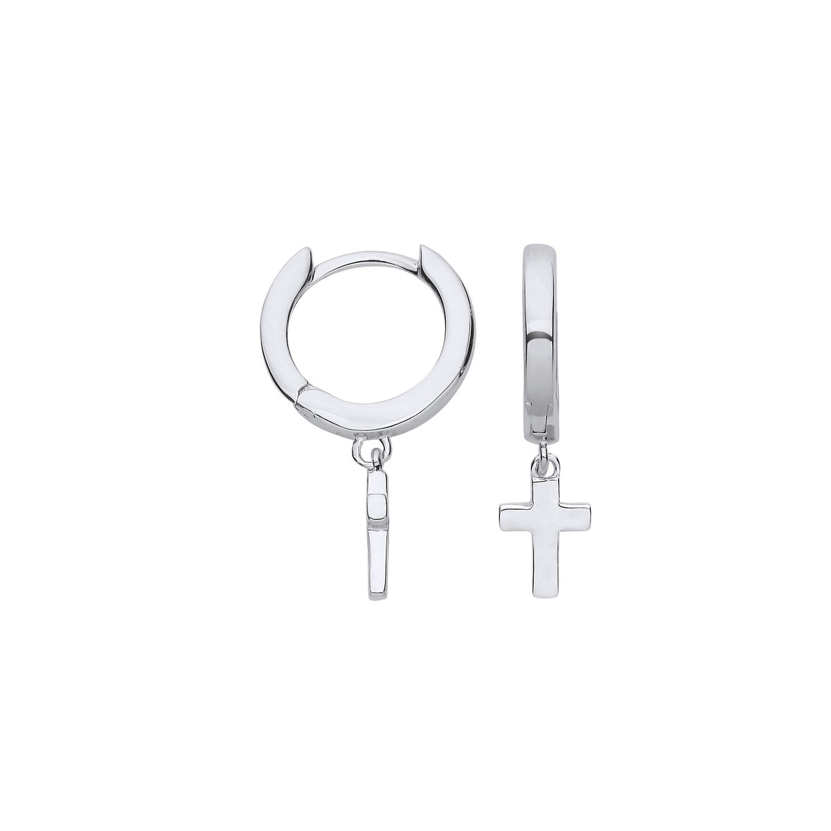 Sterling Silver Cross Hinged Huggie Hoop Earrings