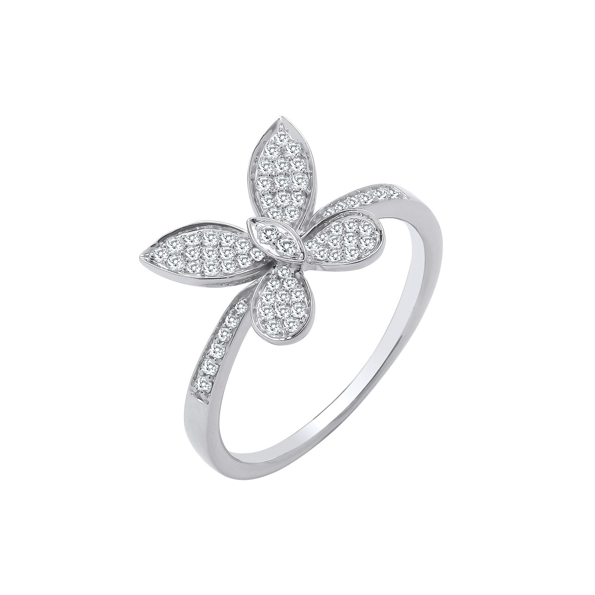 9ct White Gold 0.27ct Diamond Butterfly Ring