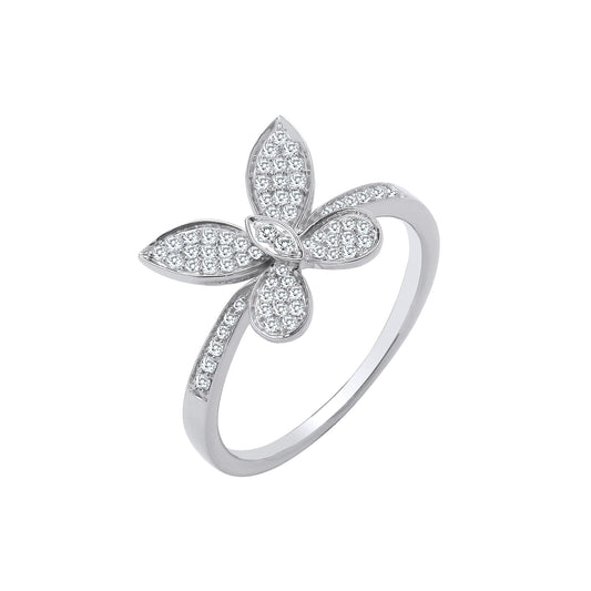 9ct White Gold 0.27ct Diamond Butterfly Ring