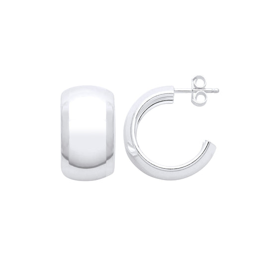 Sterling Silver 10mm Wide Hoop Fancy Earrings