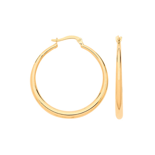 9ct Yellow Gold Graduated Curve Hollow Hoop Earrings