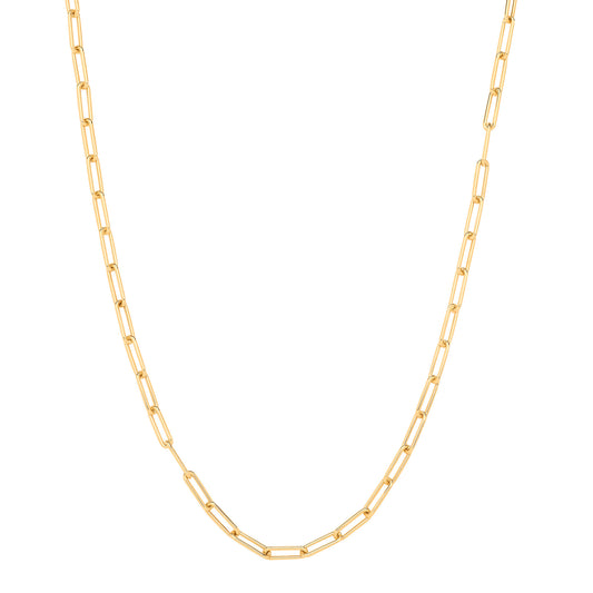 14ct Yellow Gold Plated 4.6mm Hollow Paperclip Chain Necklace & Bracelet