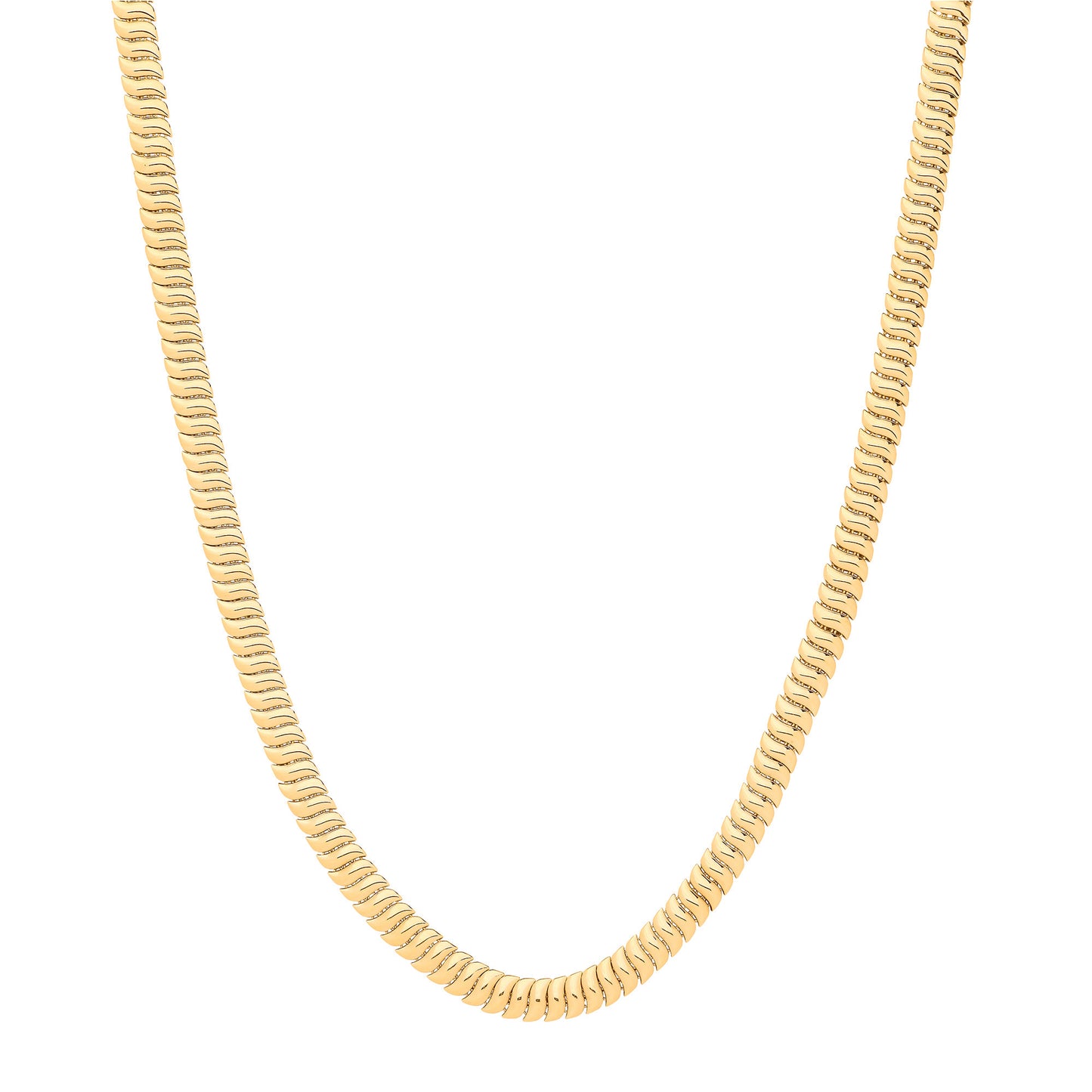 9cy Yellow Gold Ribbed 7mm Omega Snake Necklace/Bracelet
