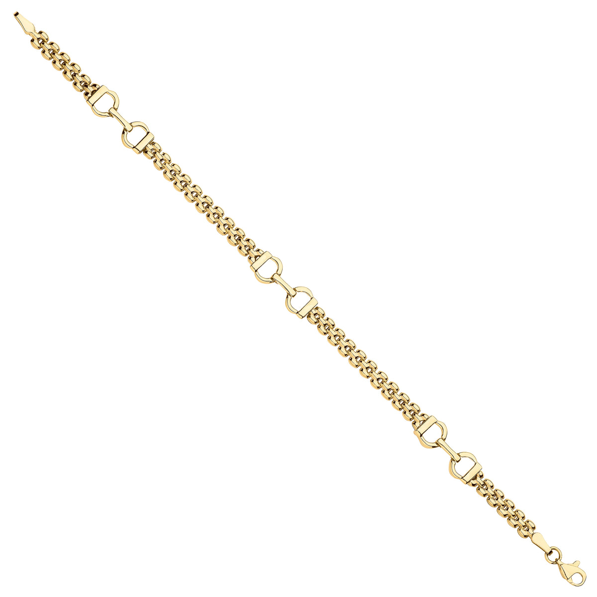 9ct Yellow Panther 3 Row Fancy Ladies Bracelet