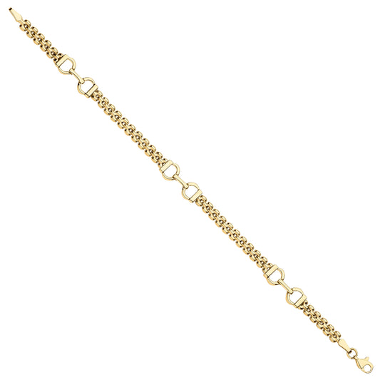9ct Yellow Panther 3 Row Fancy Ladies Bracelet