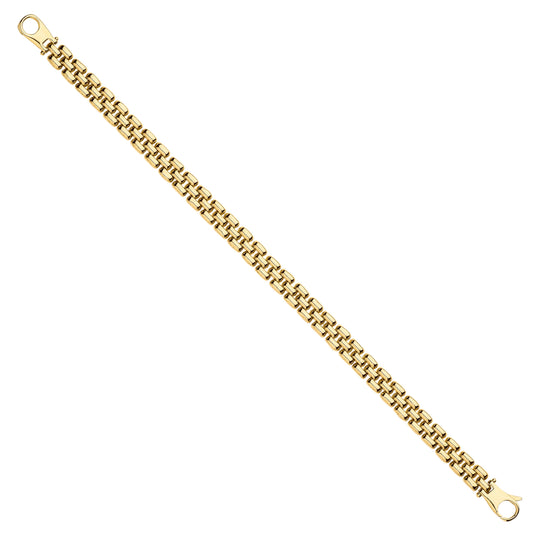 9ct Yellow Gold 6.4mm Panther Link Ladies Bracelet